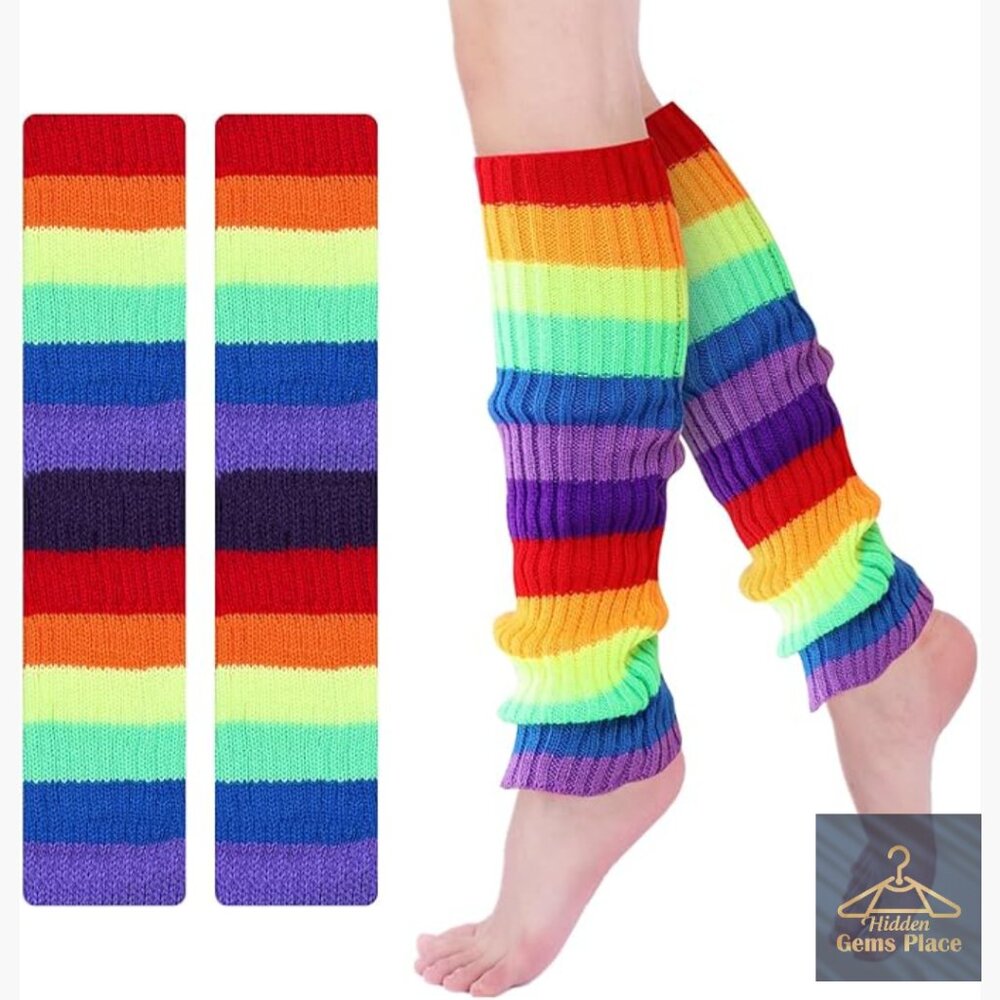 Ribbed Knit Leg Warmers for Yoga Sports 80s Party Versatile Fit